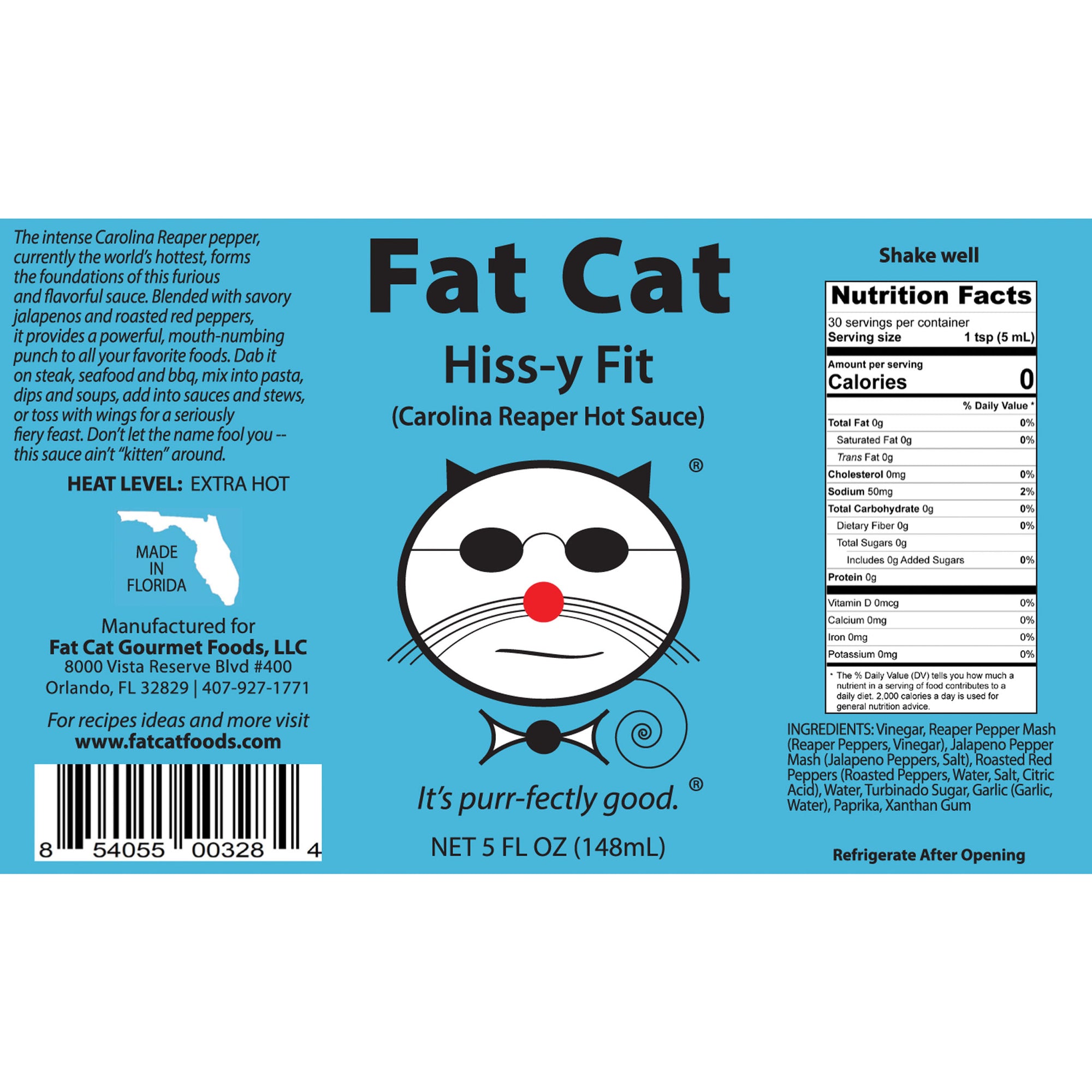 Hiss-y Fit Carolina Reaper Sauce - Fat Cat Gourmet Hot Sauce & Specialty Condiments
