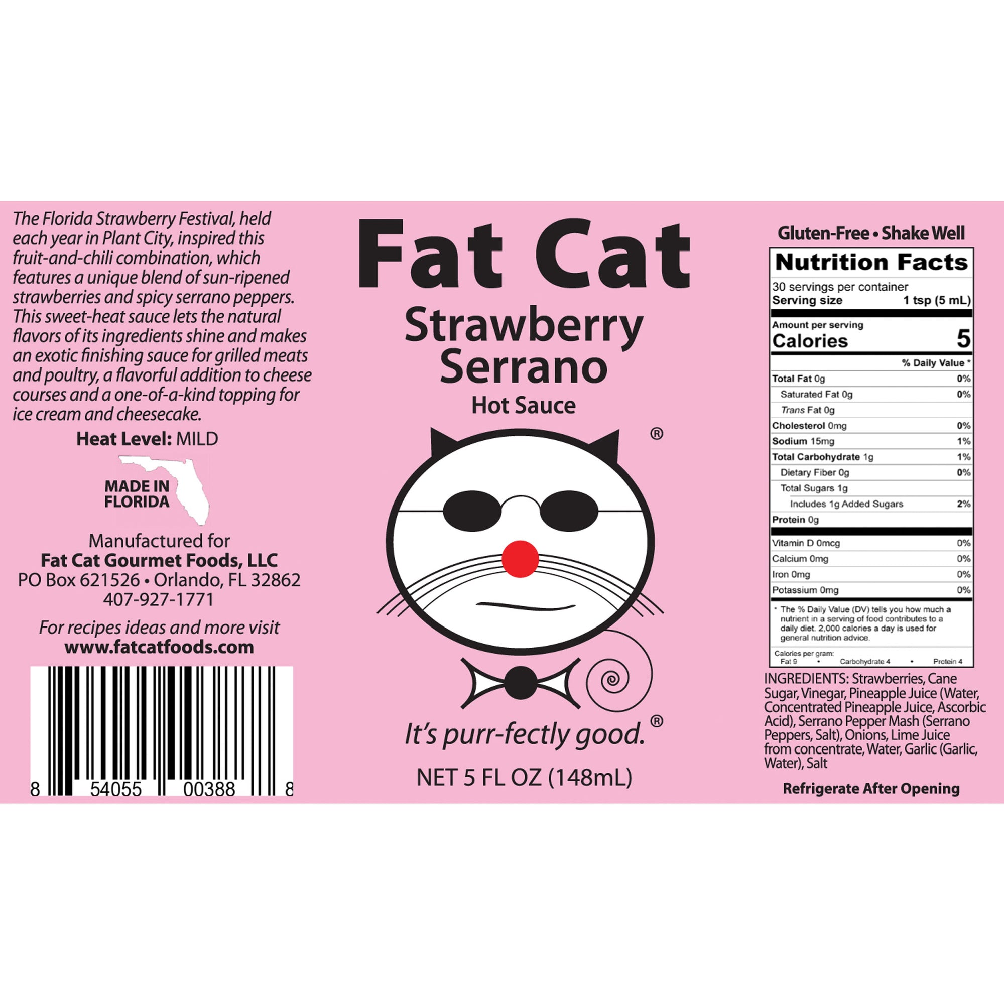 Strawberry Serrano Hot Sauce - Fat Cat Gourmet Hot Sauce & Specialty Condiments