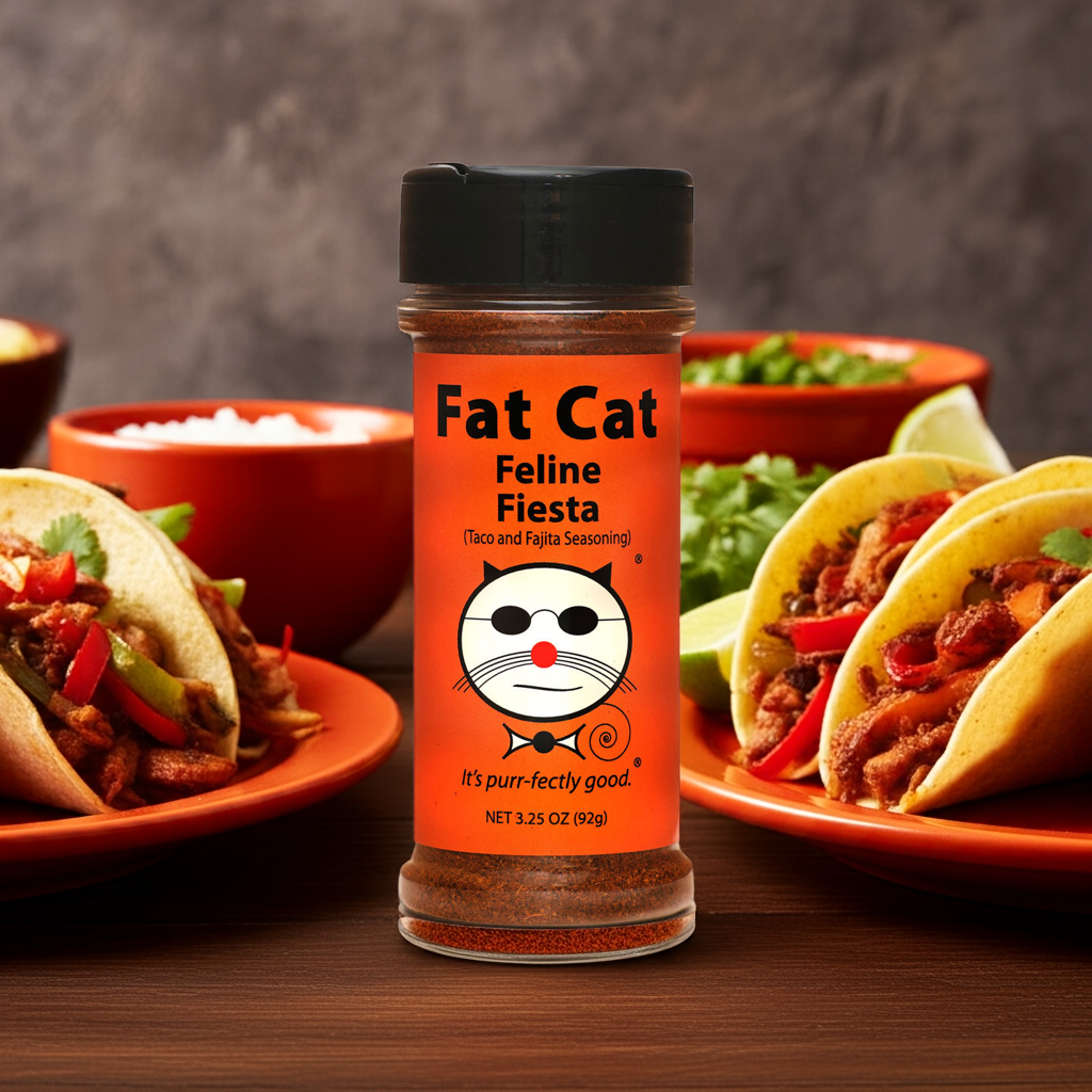 Fat Cat Gourmet Feline Fiesta Taco and Fajita Seasoning with Taco Dinner